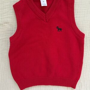 Size 5 boys Red Knit Sweater Vest with Deer logo